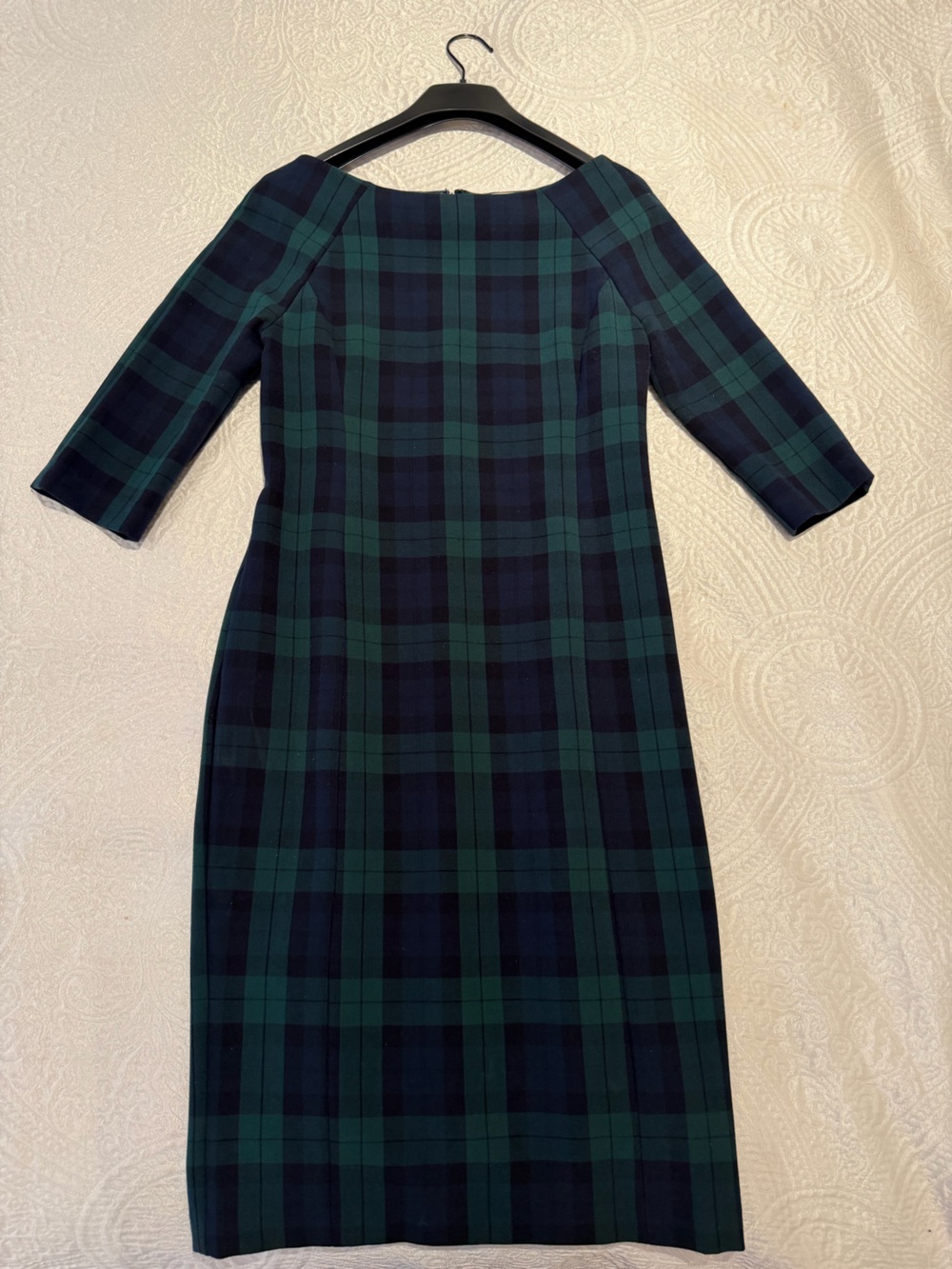 Philosophy Boat Neck Navy&Green Plaid Sheath Dress Size M
